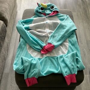 Teal Unicorn Onesie with Pink Accents